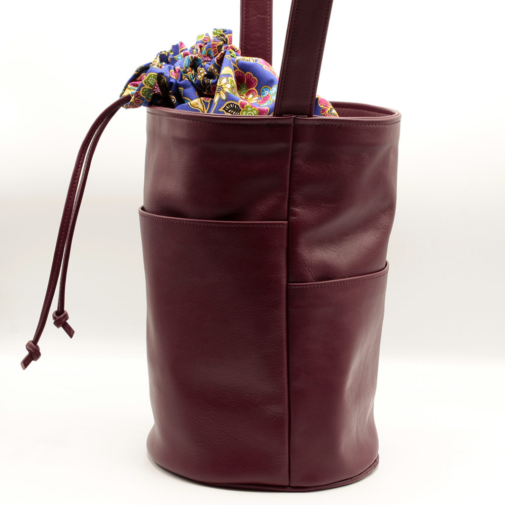 Sac seau en cuir bordeaux - Ninja - Lou Jaïa