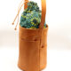 sac seau en cuir orange et tissu vert