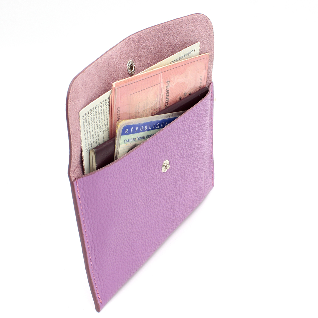 Pochette fine en cuir Java - Mauve – Image 3