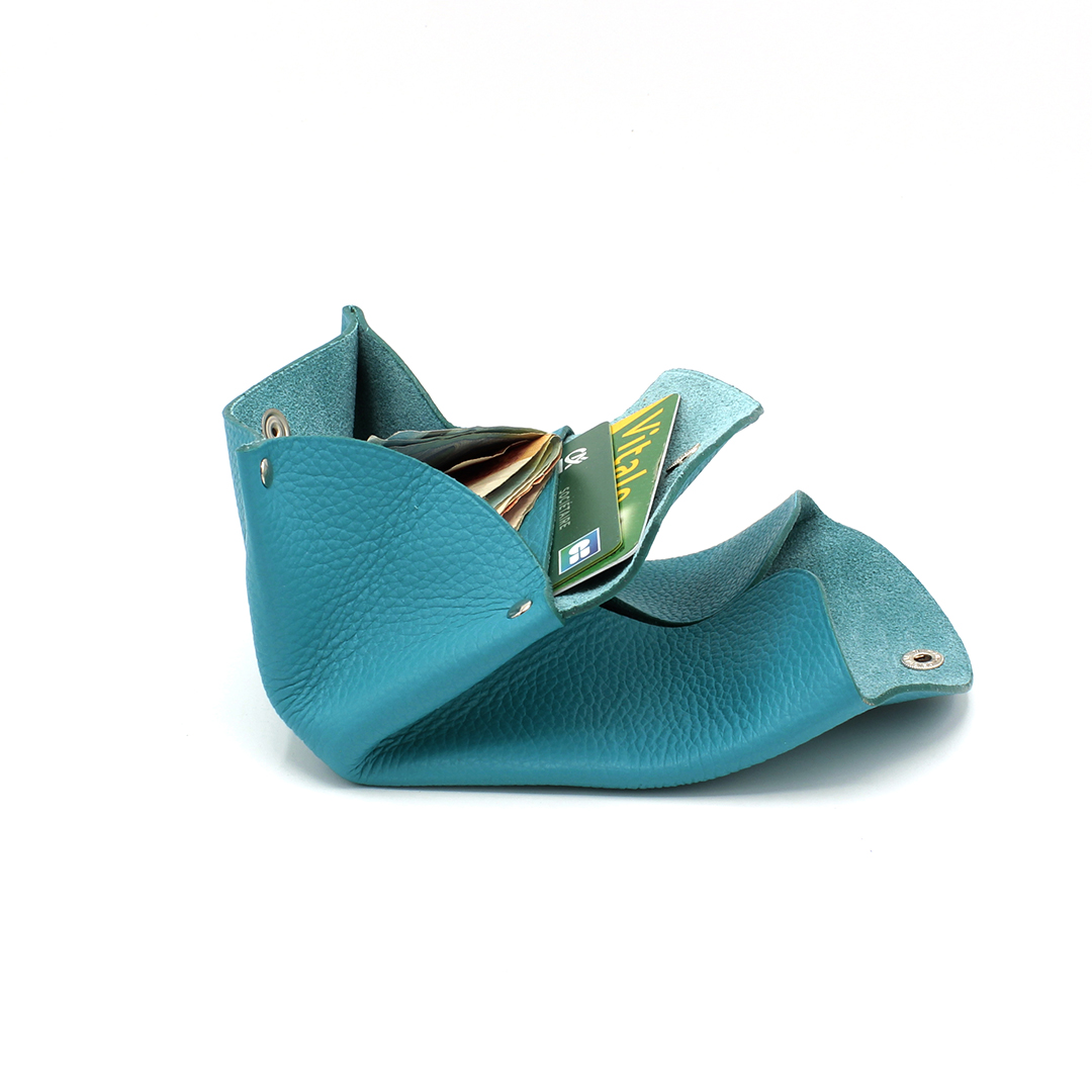 Porte-monnaie en cuir Nouba - Turquoise – Image 4