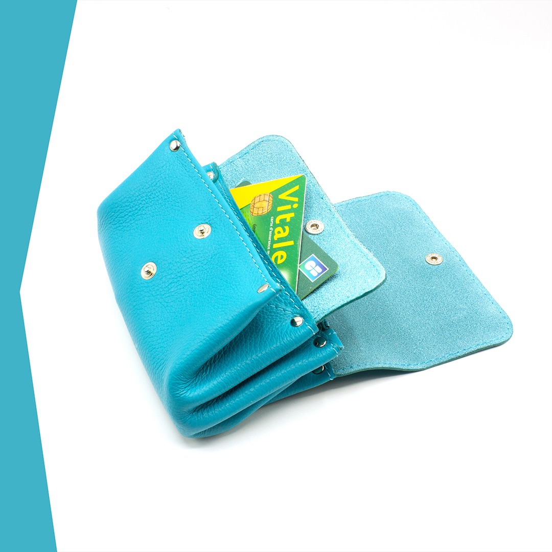 Portefeuille en cuir Tumbao - Turquoise – Image 3