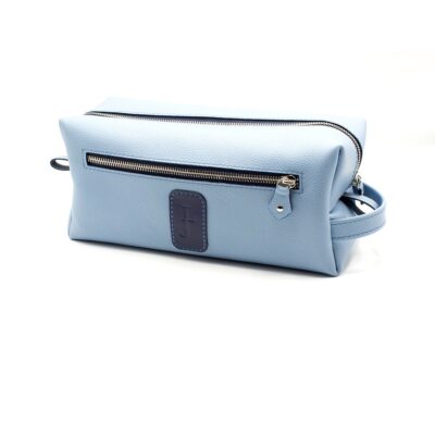 Trousse de toilette en cuir bleu clair